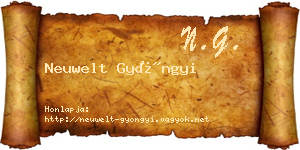 Neuwelt Gyöngyi névjegykártya